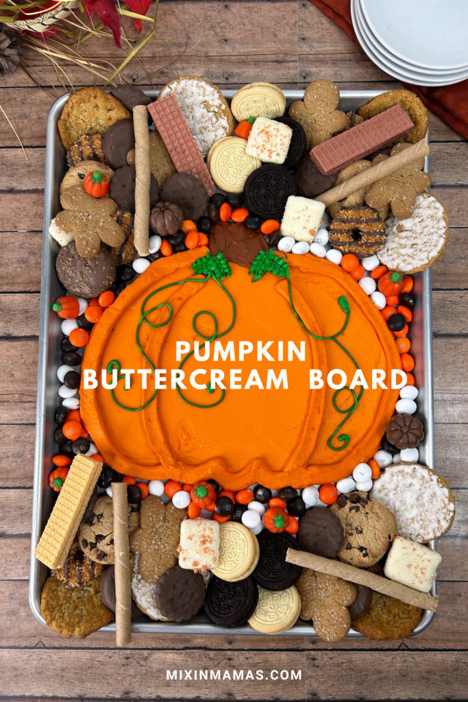 pumpkin buttercream board with dippers
