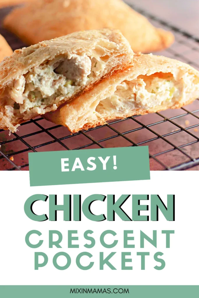 Easy chicken crescent pockets recipe graphic with golden baked pockets and text overlay.