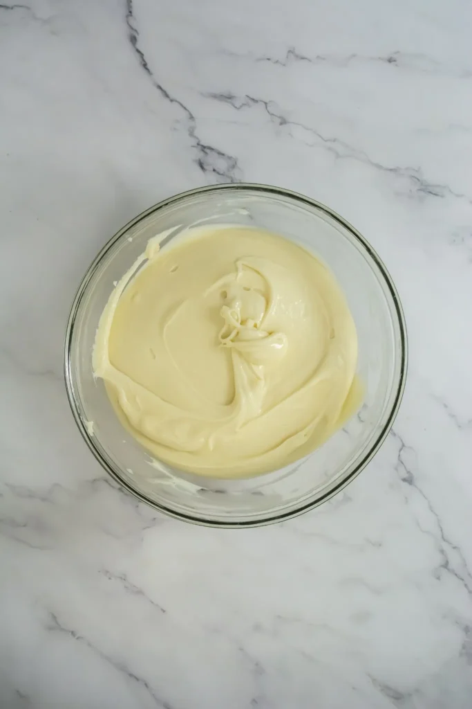 Smooth mascarpone mixture blended and ready for tiramisu layers.