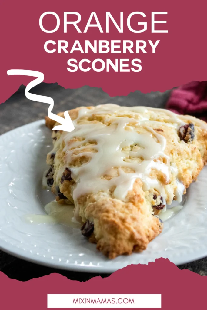 Orange cranberry scones recipe with glazed scone highlighted