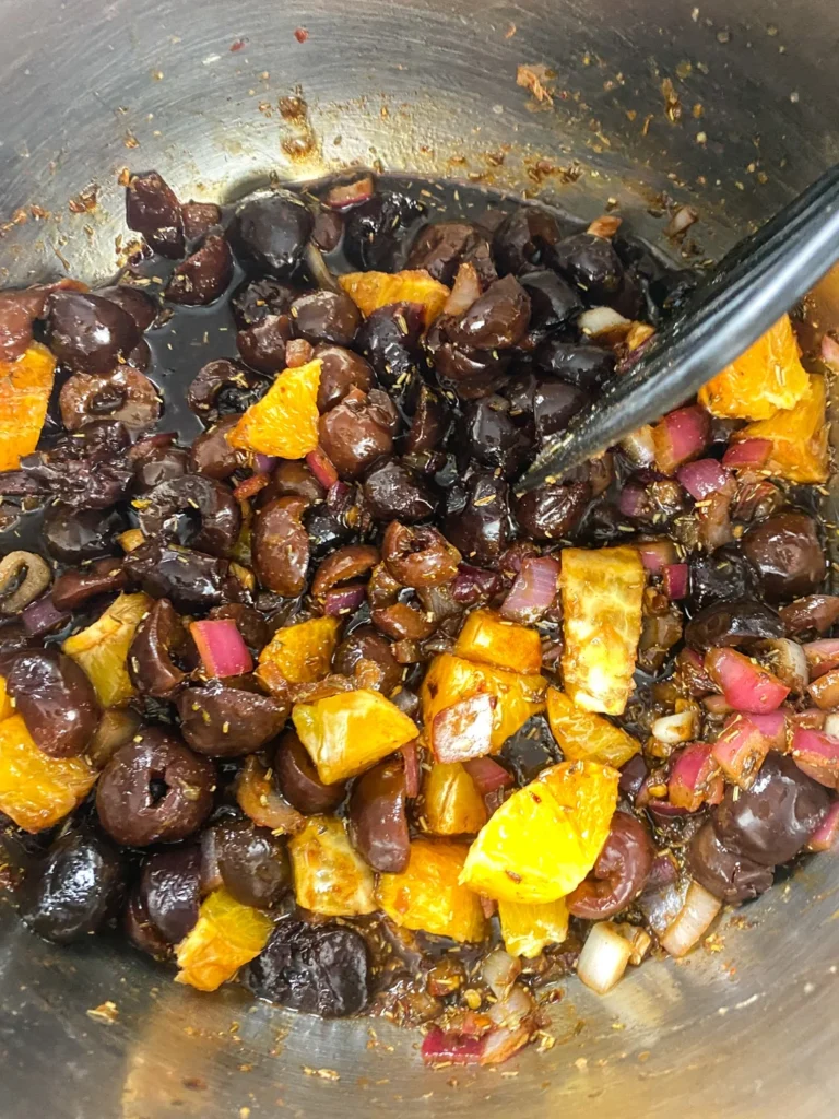 Cherry chutney after pressure cooking and before thickening with cornstarch.